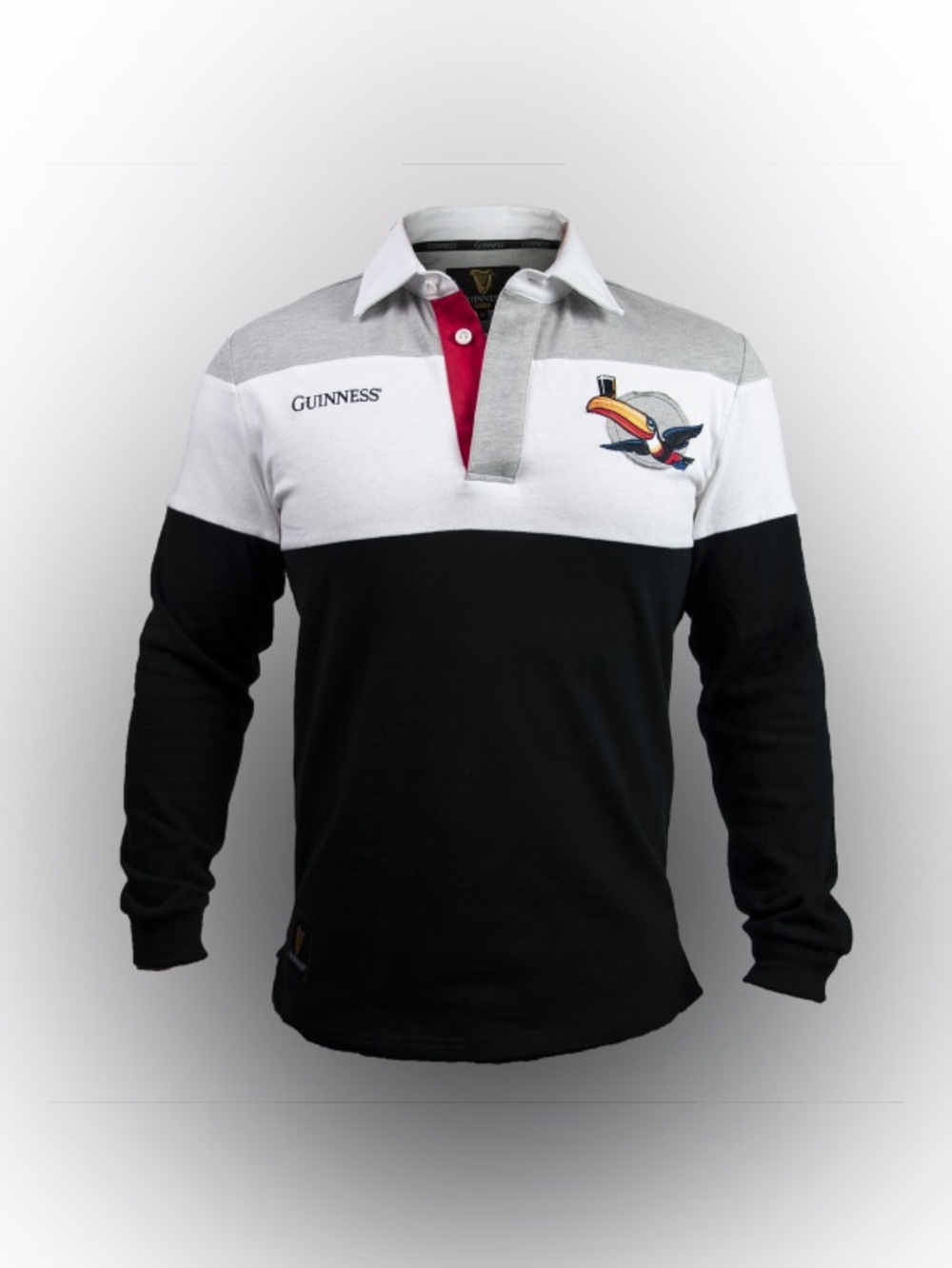 Guinness Black and White/Grey Toucan Rugby Jersey Irish Ireland 3XL